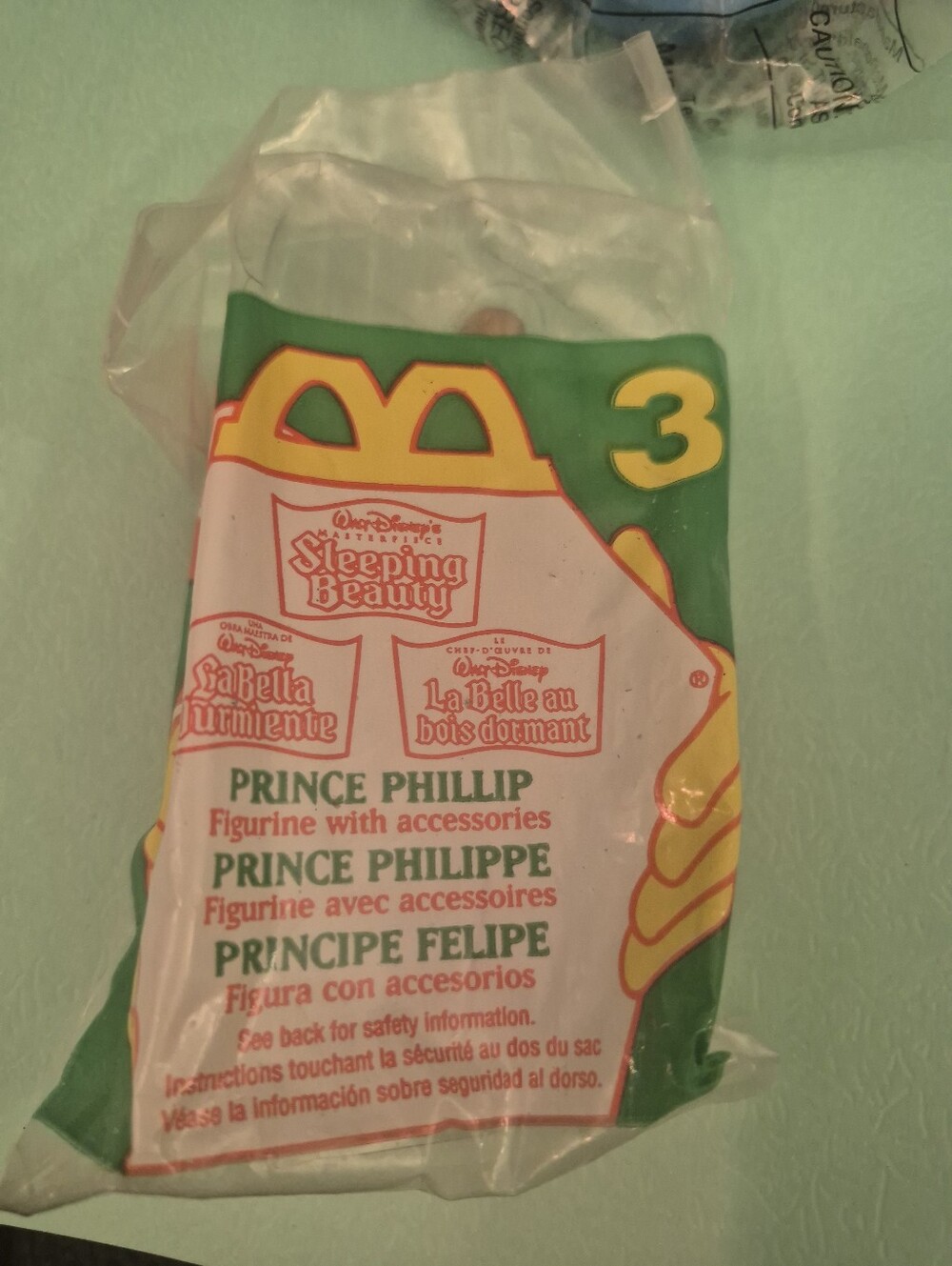 McDonald's Sleeping Beauty Prince Phillip Toy - Green and Yellow Packaging